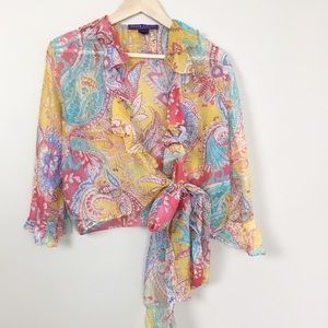 Ralph Lauren Collection Silk Floral Wrap Top